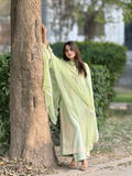Tawakal Closet Linen Embroidered Stitched 3-Piece Suit-Pistachio