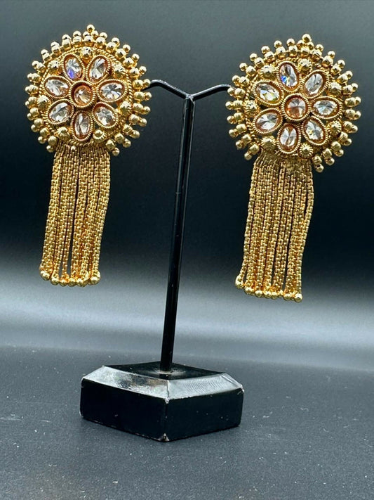 H&A Jewellery Indian Gold Plated Polki Earrings
