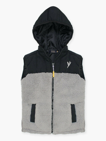 Black and Grey Velvour Puffer Jacket-VJ42-A
