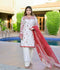 Farooq Hameed Studio Silk Embroidered Stitched 3-Piece Suit-Crimsal