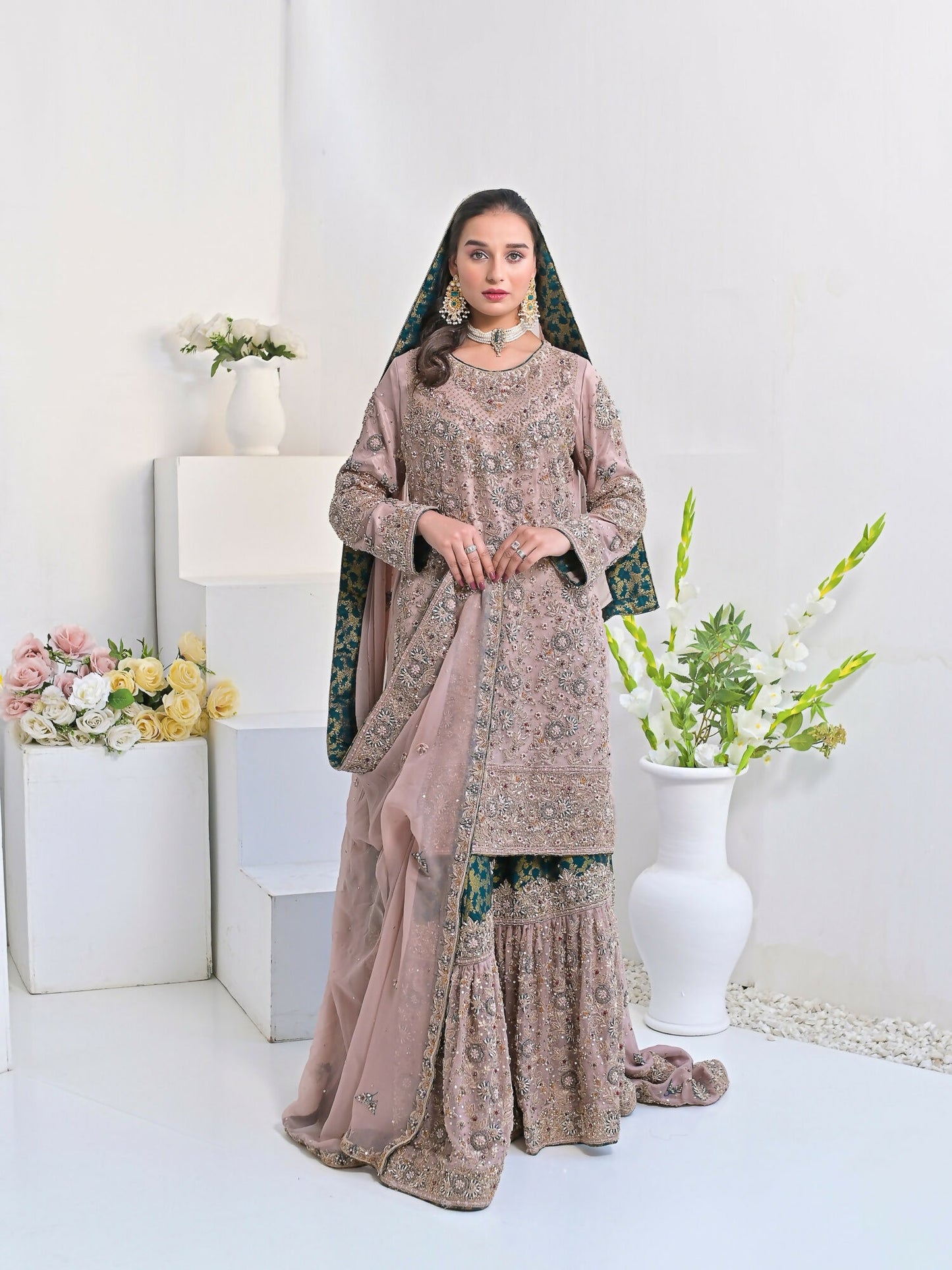 Ruby's Couture Wedding Collection Chiffon Embellished Sharara-Zimal