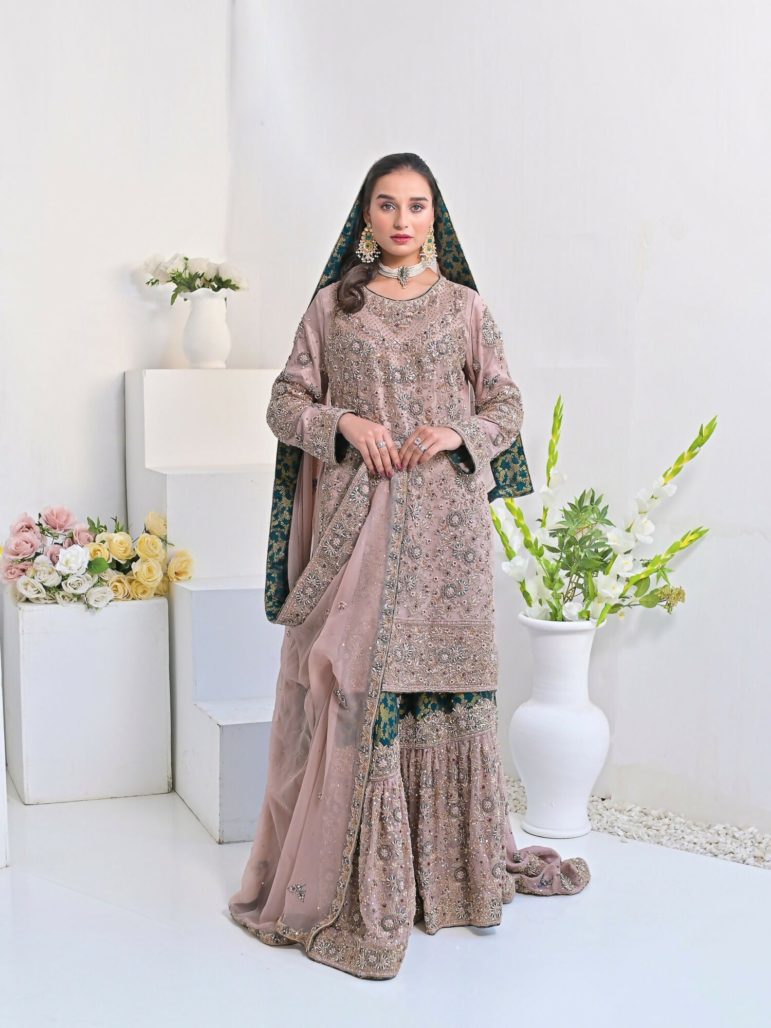 Ruby's Couture Wedding Collection Chiffon Embellished Sharara-Zimal