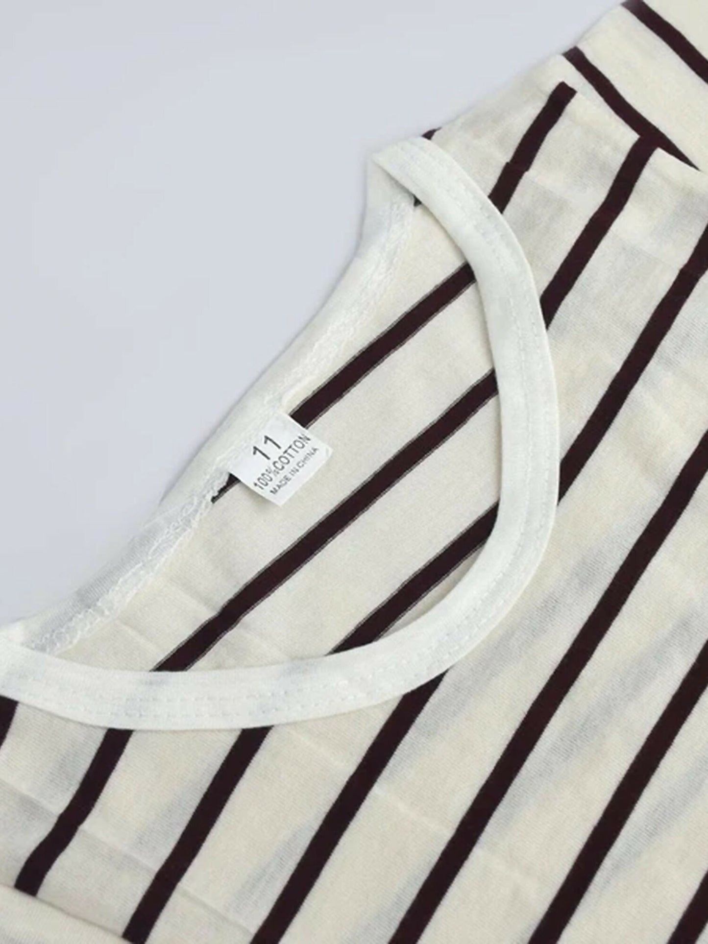 Funky HJBZ Plain Stripe Crew Neck Tee Shirt-13647