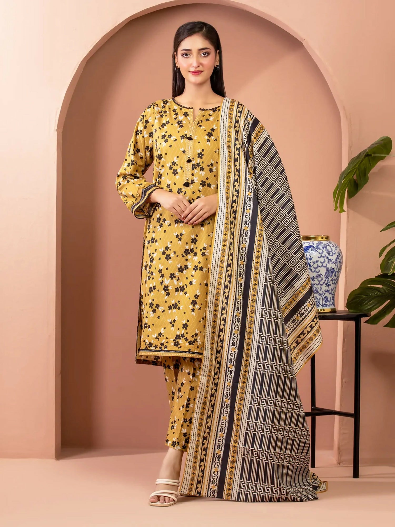 Edenrobe Allure Summer Lawn Printed Unstitched 3-Piece Suit-EWU5A1-35673