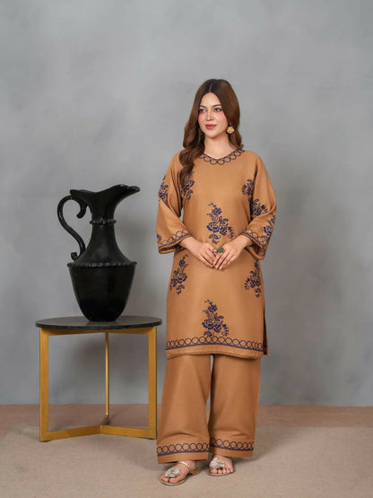 Stylish Collection Musk Linen Embroidered Stitched 2-Piece Suit-Arub