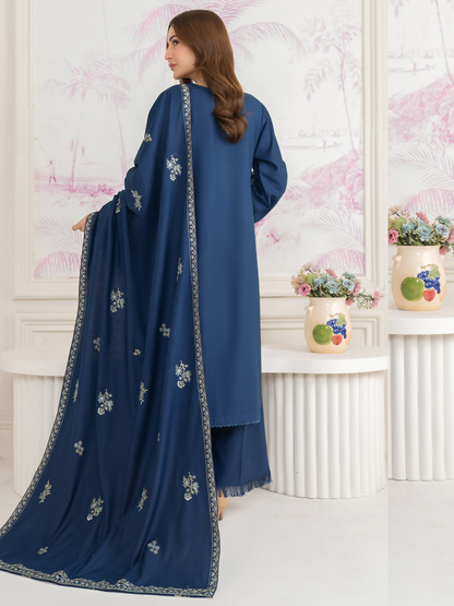 Panache Apparel Winter Whisper Linen Embroidered Stitched Suit-Frosted Dew