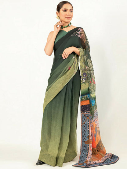 Imran Aftab Chiffon Printed Stitched Saree-IASC 06