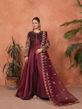 Stylish Collection Majeste Silk Embroidered Maxi-Zuri Maroon