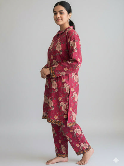 Bin Shaukat Khaddar Karandi Printed Stitched 2-Piece Suit
