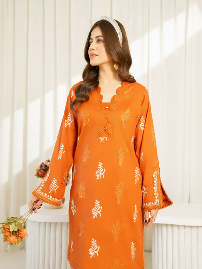 Panache Apparel Sunlit Essentials Cotton Lawn Embroidered Stitched Suit-Rust