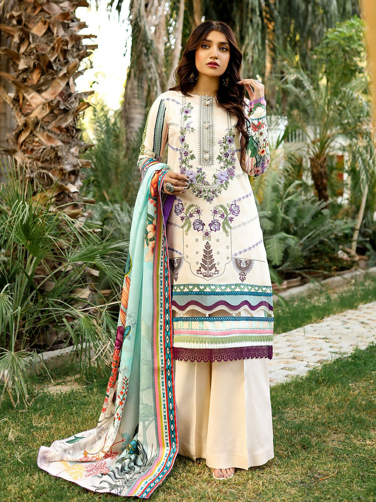 Binilyas Kotail Embroidered Unstitched 3-Piece Suit-762-B