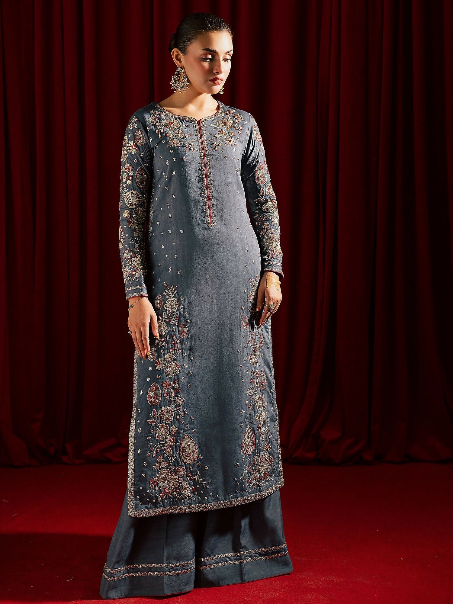 Allure By IH Luxury Pret Raw Silk Embellished Stitched 3-Piece Suit-Jhoomar