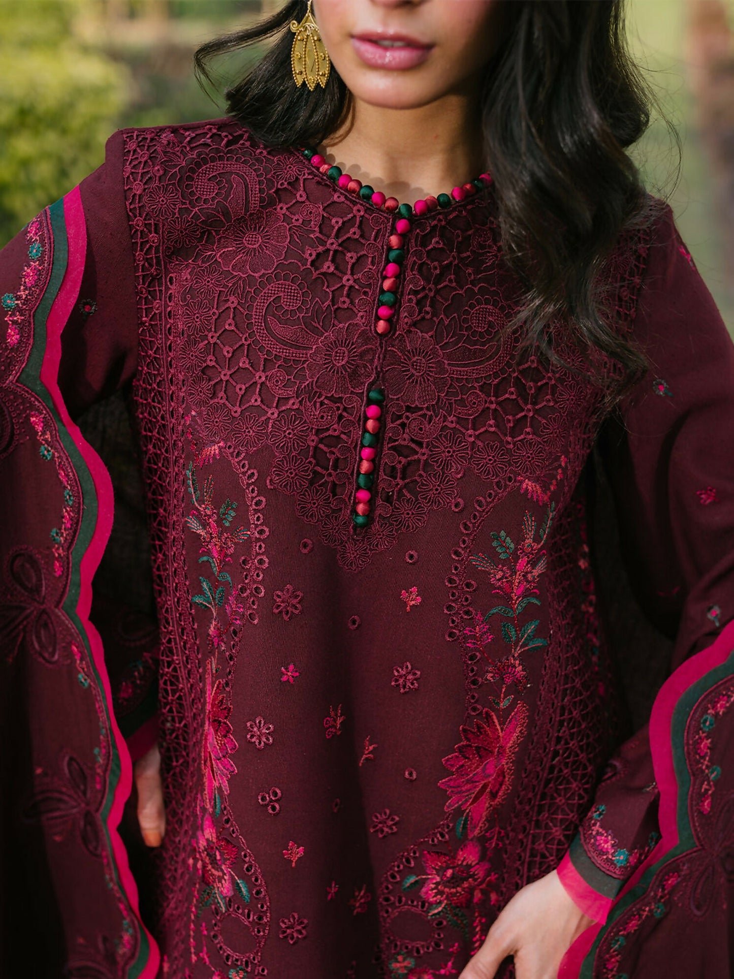 Binilyas Karandi Embroidered Unstitched 3-Piece Suit-154-B