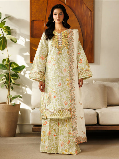 Mahnur Leila Lawn'26 Embroidered Unstitched 3-Piece Suit-L-11