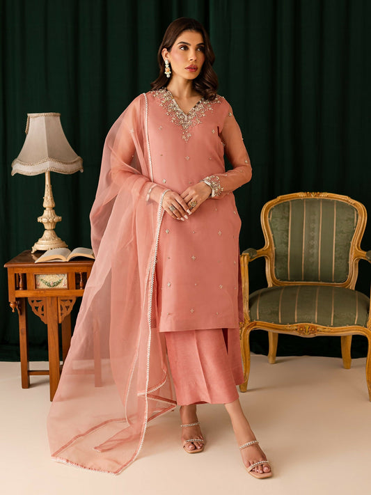 Allure By IH Organza Embellished Stitched 3-Piece Suit-Feriya