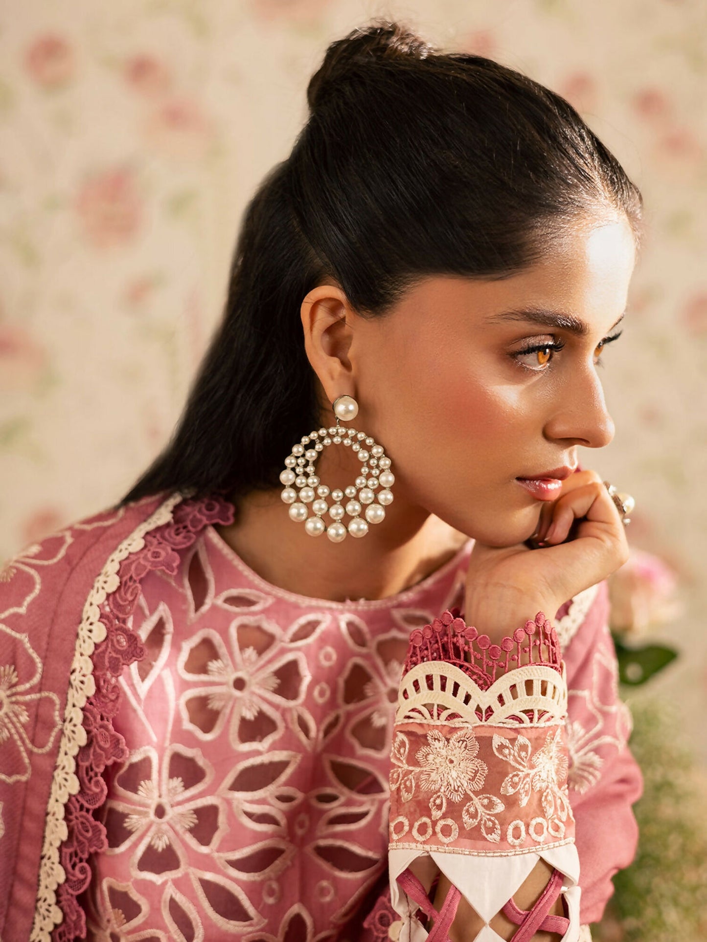 Mahnur Kaia Slub Linen Embroidered Stitched 3-Piece Suit-K- 13