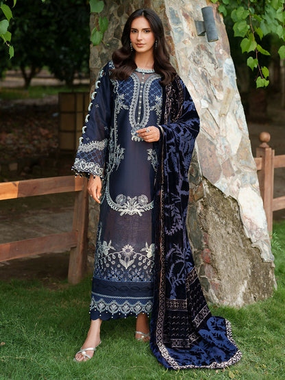 Parishay Panache Winter Corduroy Embroidered Stitched 3-Piece Suit-PNE-08