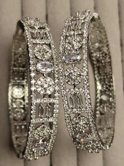 H&A Jewellery One Carat Silver Rhodium Plated Bangles