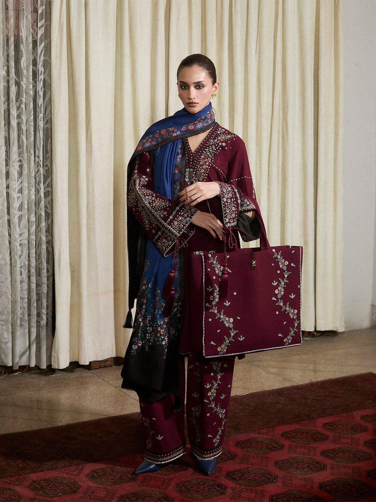 Jugnu by Hussain Rehar Karandi AW 25 - Edit III Embroidered Unstitched 3-Piece Suit-Rami