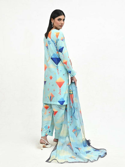 Imran Aftab Basant Mela Raw Silk Printed Unstitched 3-Piece Suit-IARP 01