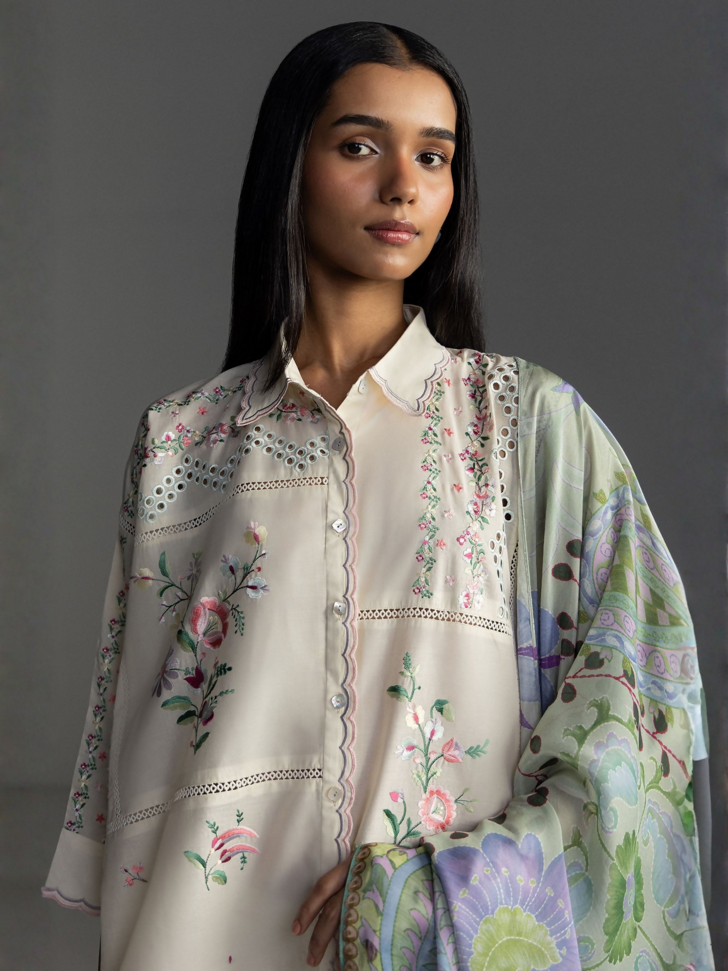 COCO by Zara Shahjahan Lawn'26 Embroidered Unstitched 3-Piece Suit-Seren-5A