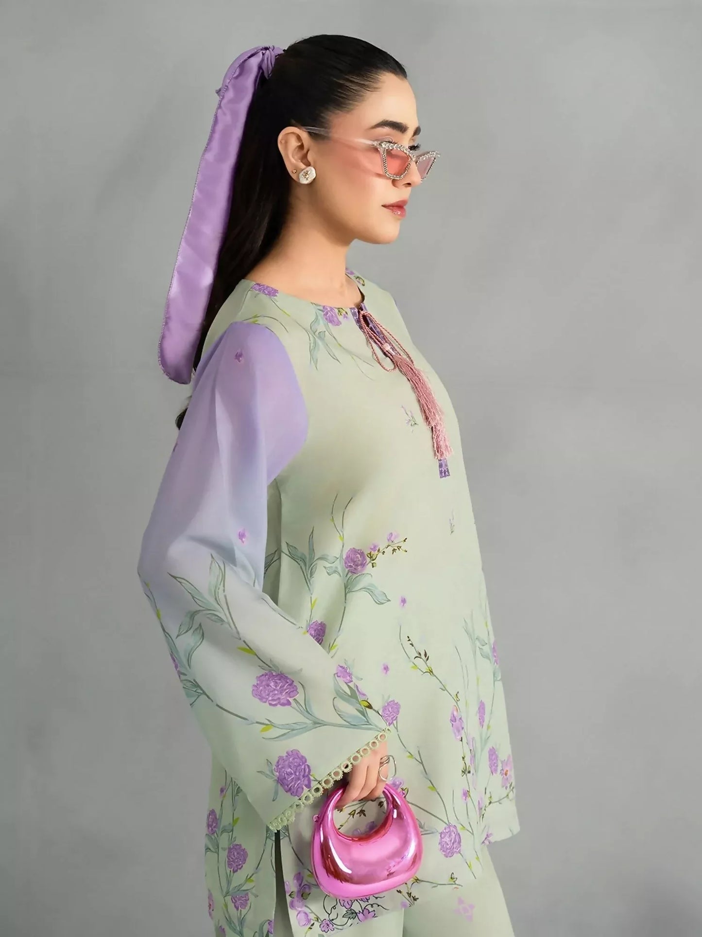 Panache Apparel Dear Summer Silk Lawn Printed Co-Ord Set-Green Field