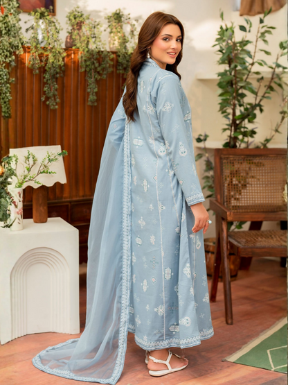 Panache Apparel Daily Essentials RTW Karandi Embroidered Stitched 3-Piece Suit-Prism