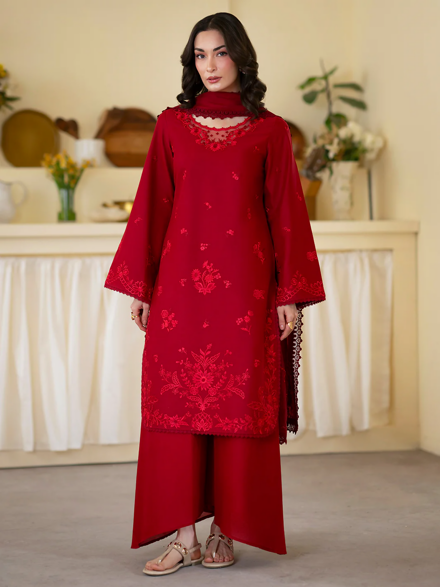 Mahnur Ember Lawn Embroidered Stitched 3-Piece Suit-EM-012