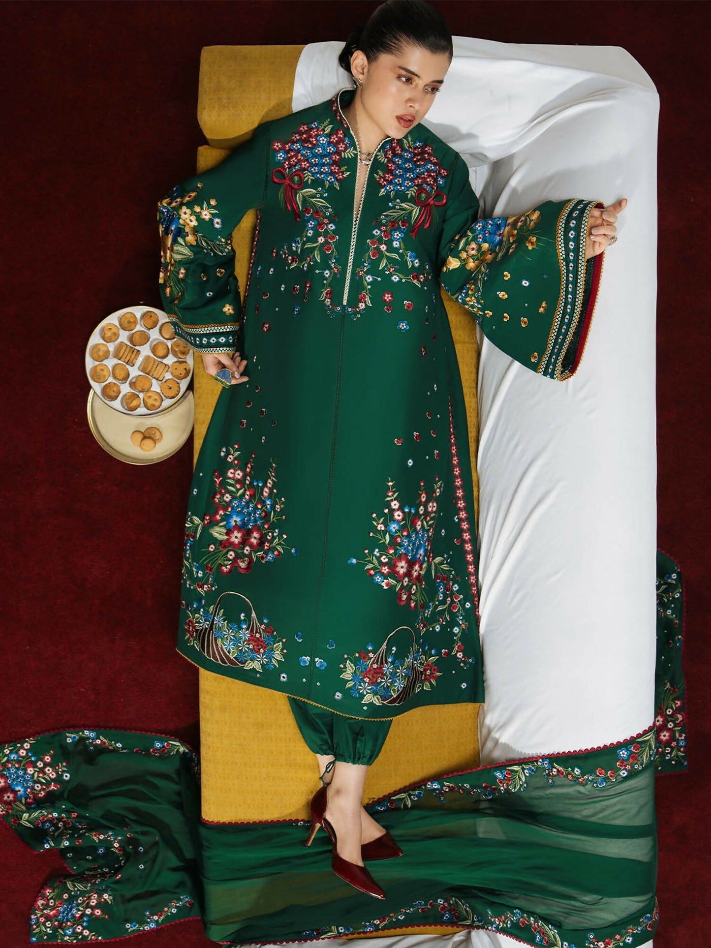 Jugnu by Hussain Rehar The Reserved View SS/Edit I Cotton Embroidered Unstitched 3-Piece Suit-Bezan