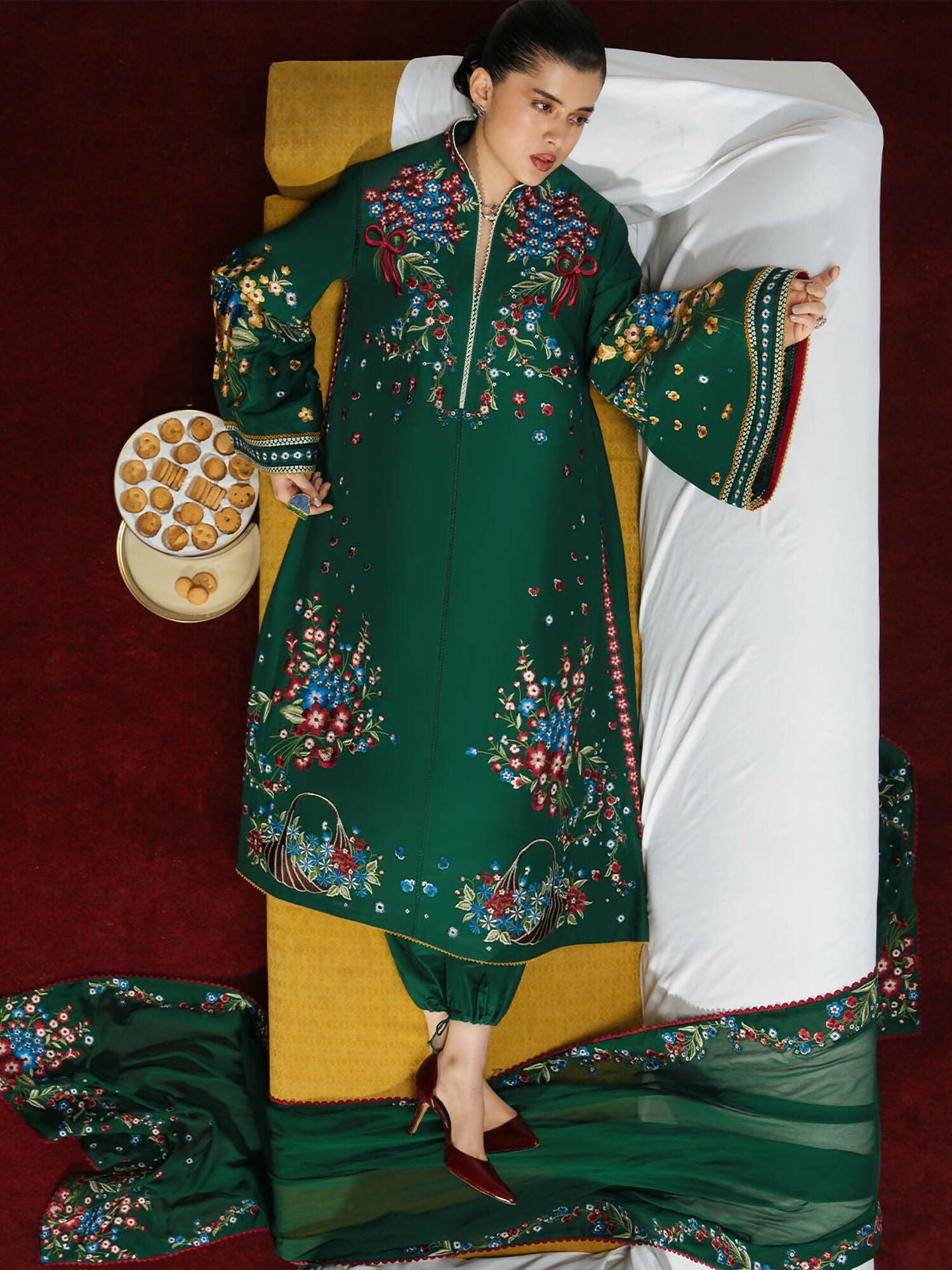 Jugnu by Hussain Rehar The Reserved View SS/Edit I Cotton Embroidered Unstitched 3-Piece Suit-Bezan