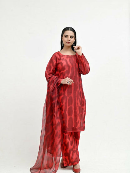 Imran Aftab Valentine's Day Raw Silk Printed Stitched 3-Piece Suit-IAVD 04