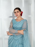 Imran Aftab Lux Winter Wedding Organza Embroidered Unstitched Saree-IASC-29