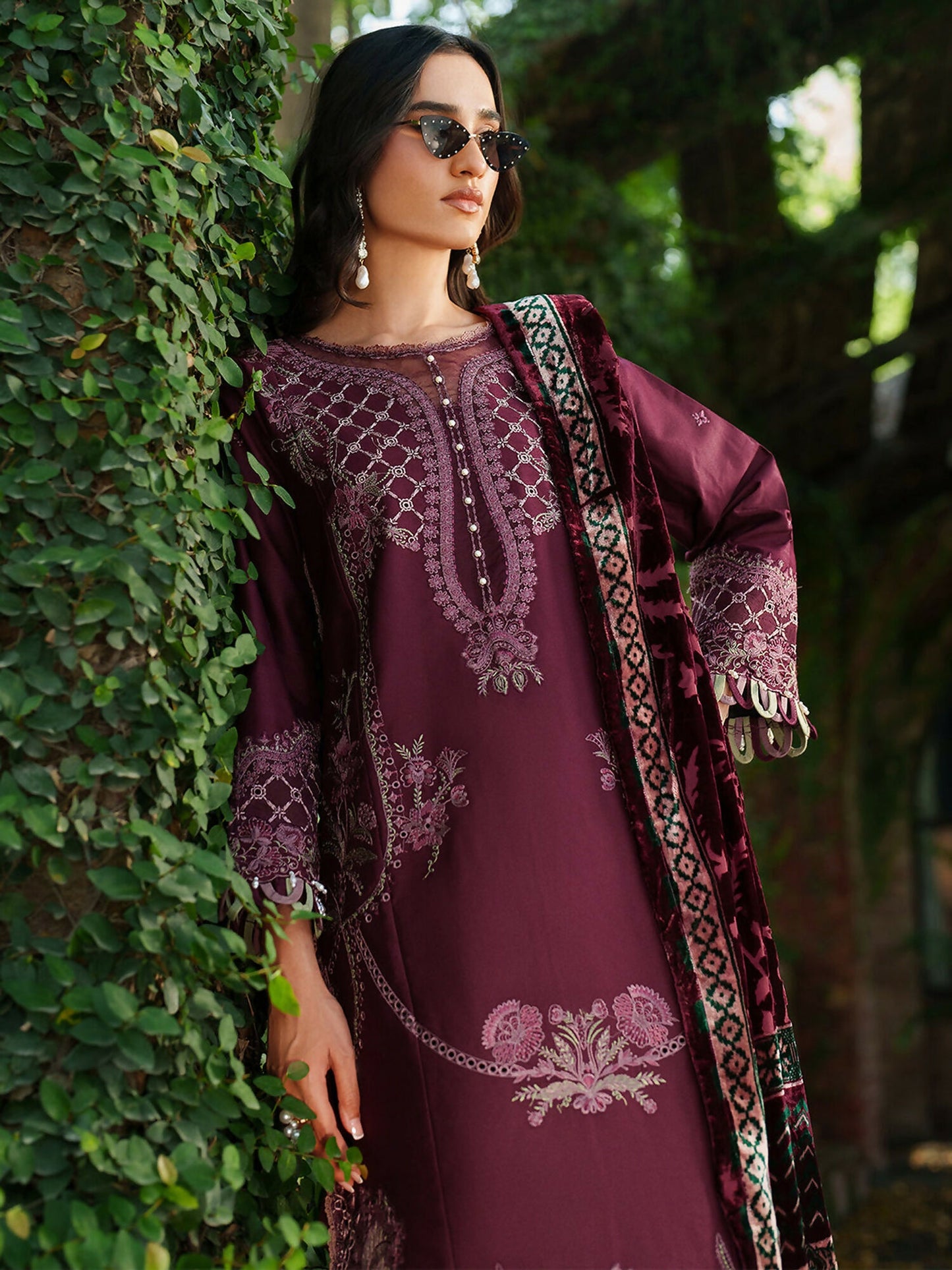 Parishay Panache Winter Corduroy Embroidered Unstitched 3-Piece Suit-PNE-07