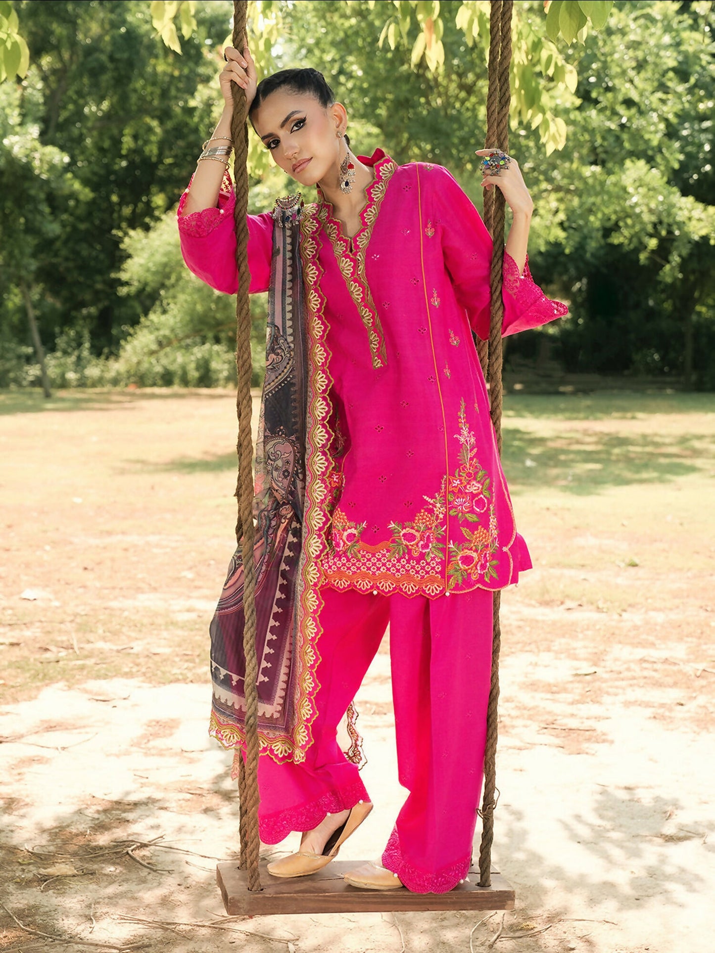 Hemstitch Lawn Embroidered Stitched 3-Piece Suit-Blush Petal