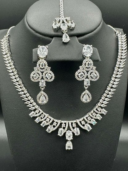 H&A Jewellery One Carat Silver Rhodium Plated Jewellery Set