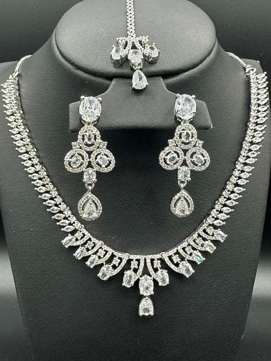 H&A Jewellery One Carat Silver Rhodium Plated Jewellery Set