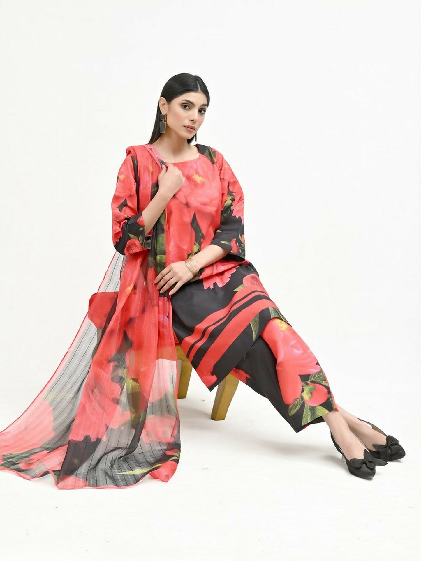 Imran Aftab Valentine's Day Raw Silk Printed Stitched 3-Piece Suit-IAVD 01