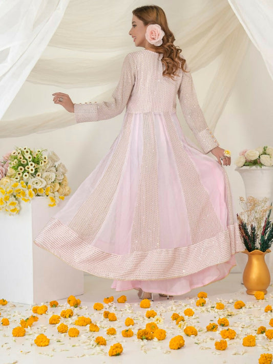 Ruby's Couture Gul-Bahar Chiffon Embroidered Stitched 2-Piece Suit-Miraal
