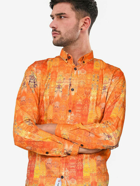 Jupiter casual summer shirt for men with slim collar, long sleeves, and button-down style in a breathable cotton linen fabric.