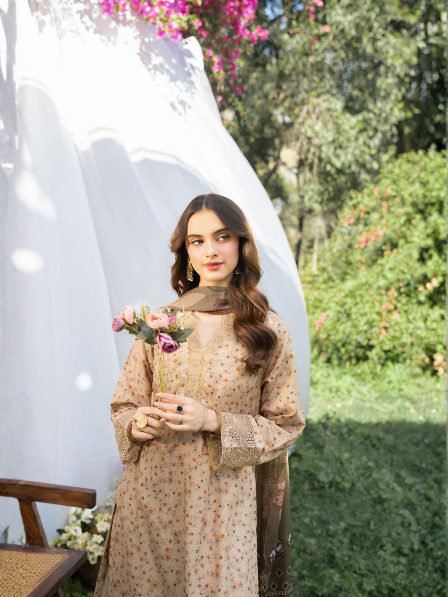 Panache Apparel Serenity Lawn Embroidered Stitched Suit-Desert