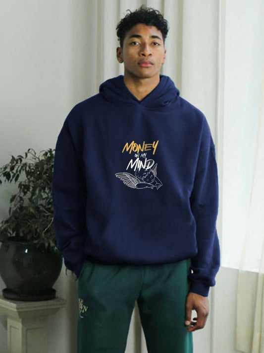 Blue Jupiter Oversized Money On My Mind Printed Hoodie-14750