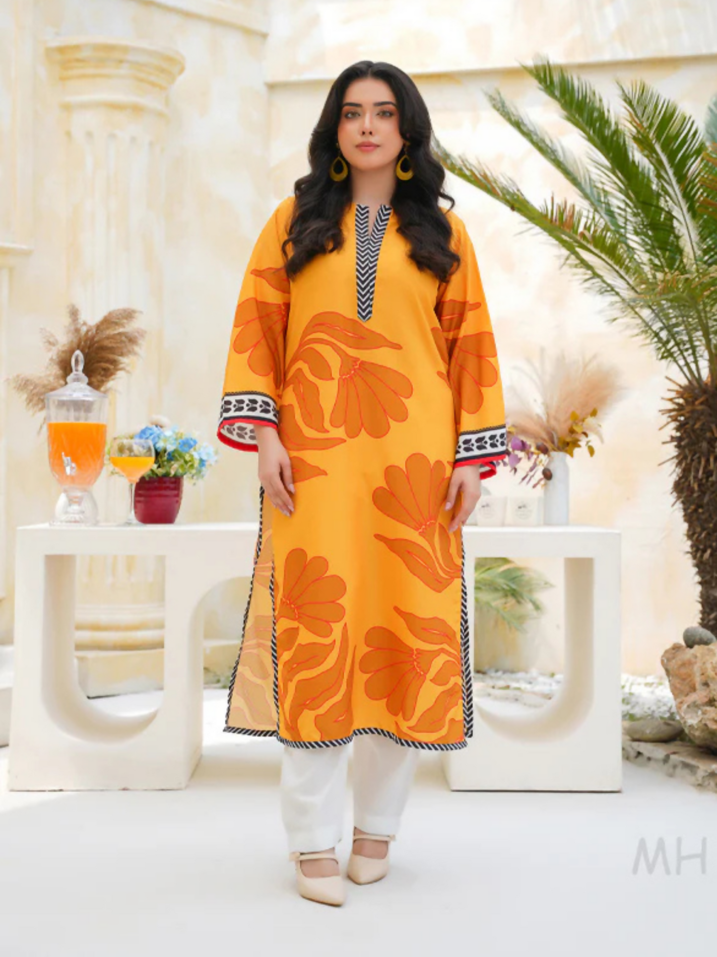 MH Cloth House Poly Lawn Printed Stitched 2-Piece Suit-Zarafshan