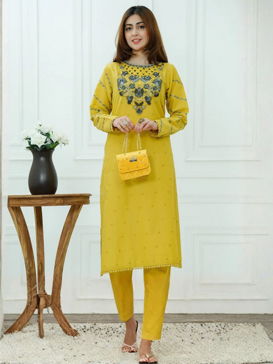 Tawakal Closet Cotton Embroidered Stitched 2-Piece Suit-Shamsa