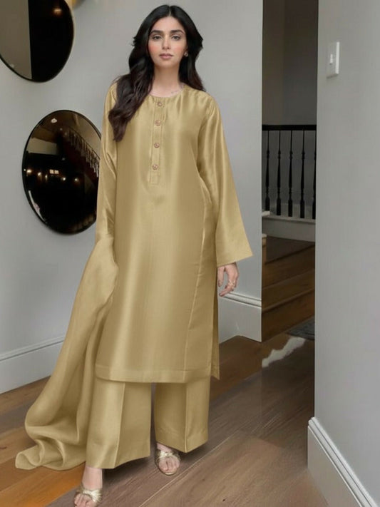 HU Studios Silk Stitched 3-Piece Suit-Noor-E-Dil