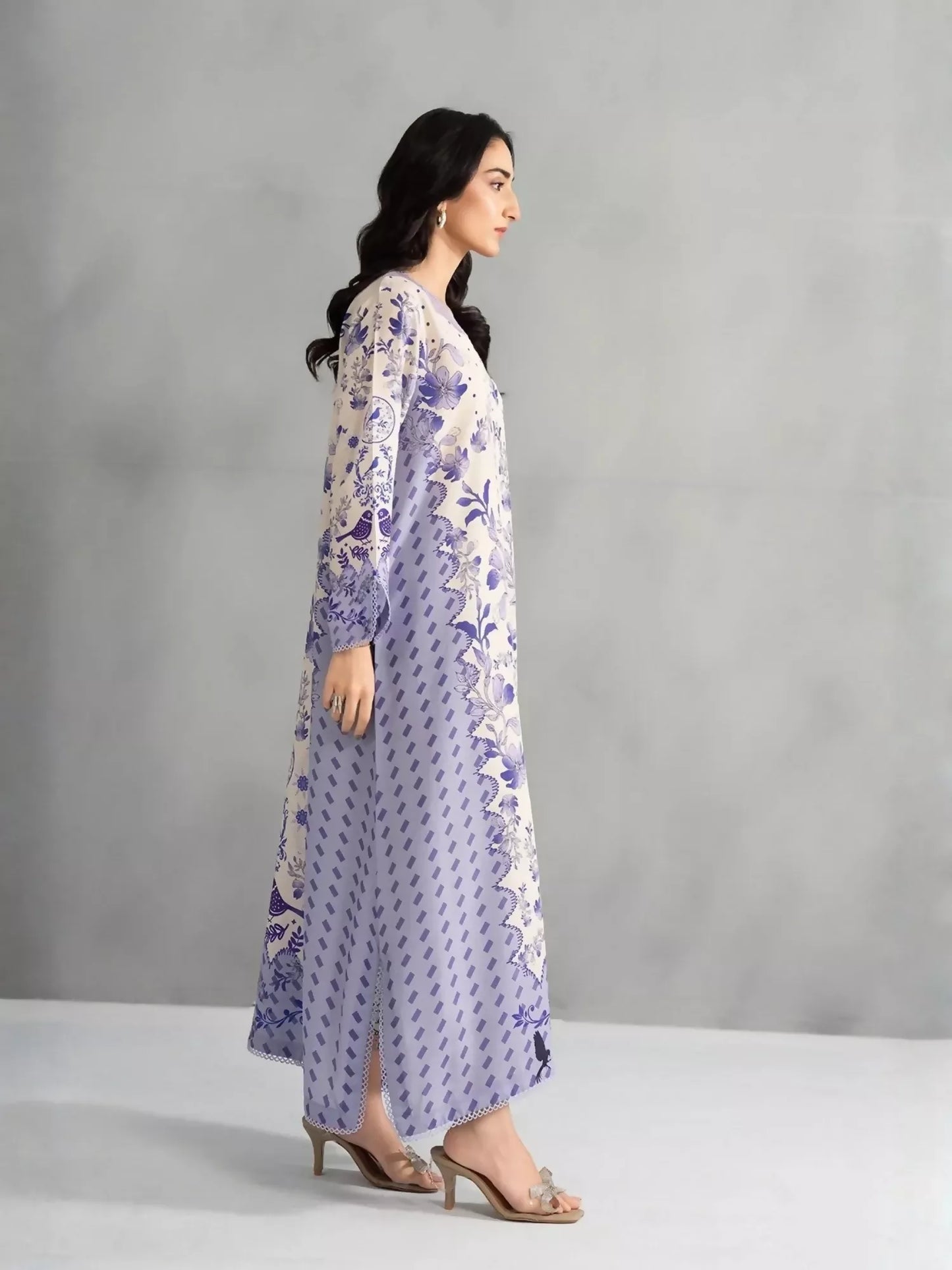 Panache Apparel Dear Summer Silk Lawn Printed Kaftan-Wild Daisy