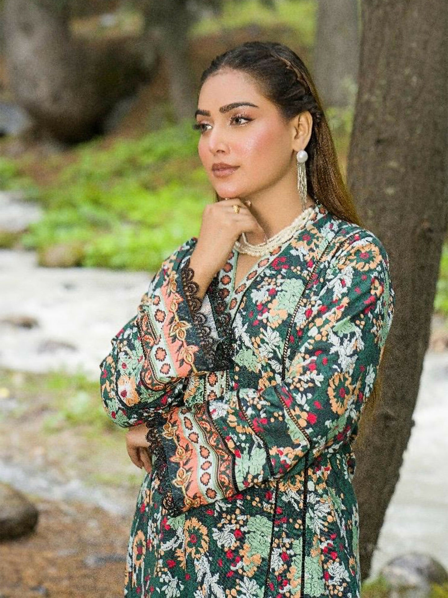 HU Studios Doriya Linen Printed Stitched 2-Piece Suit-Dhanak