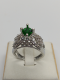 Green H&A Jewellery One Carat Silver Rhodium Plated Ring-Green