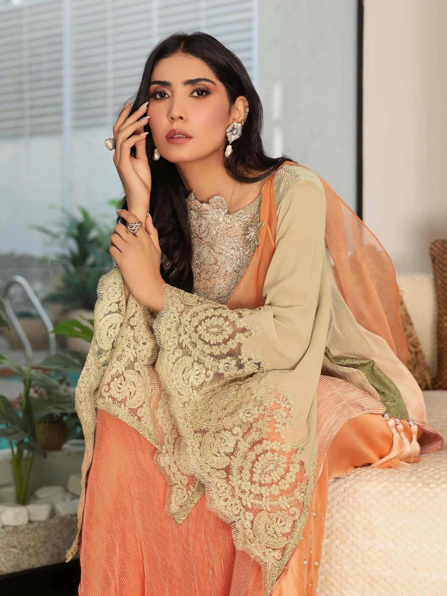 Shiza Hassan Sublime Luxury Pret Silk Embellished Stitched 3-Piece Suit-Sivana