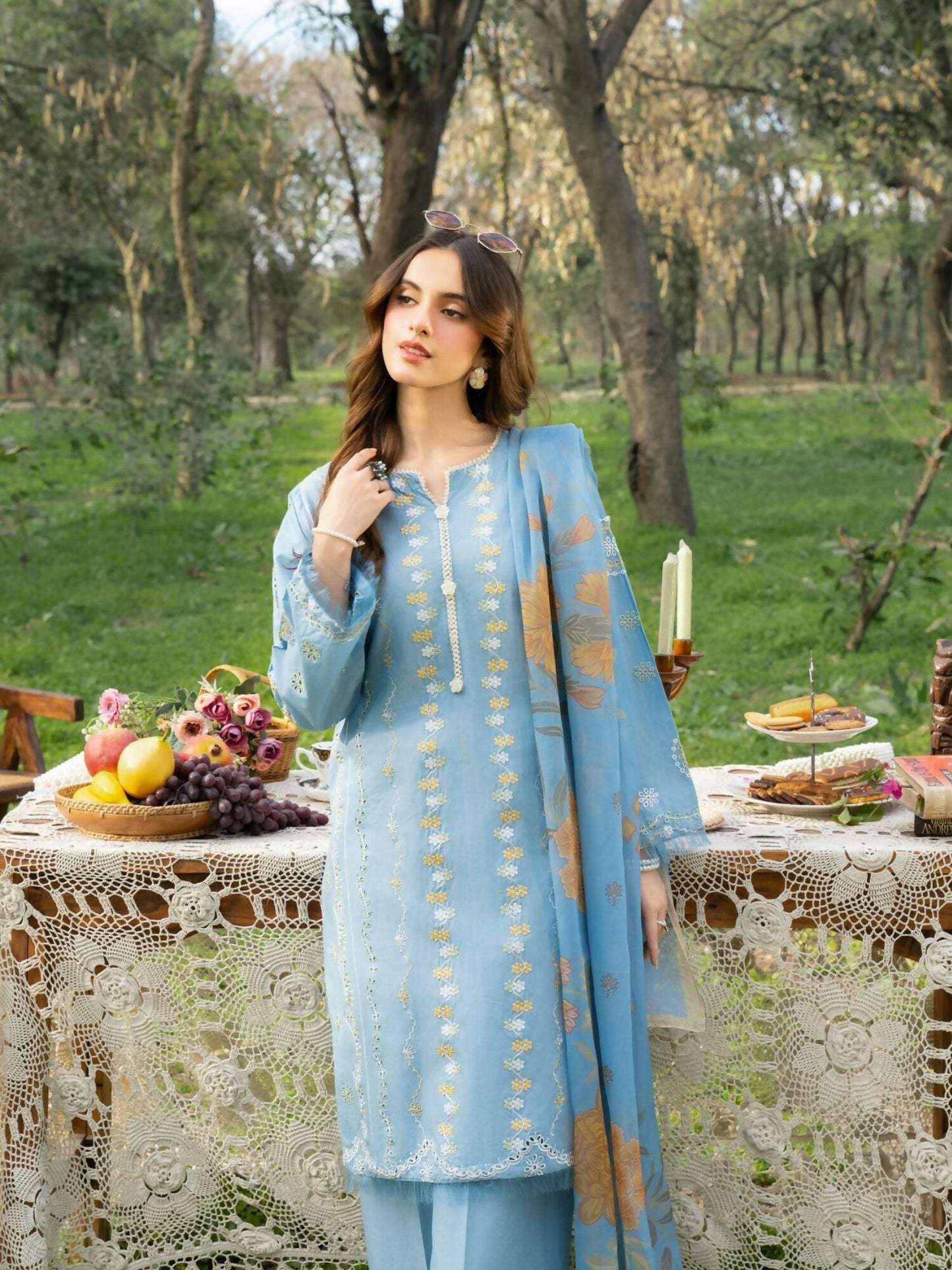 Panache Apparel Serenity Cotton Lawn Embroidered Stitched Suit-Purity