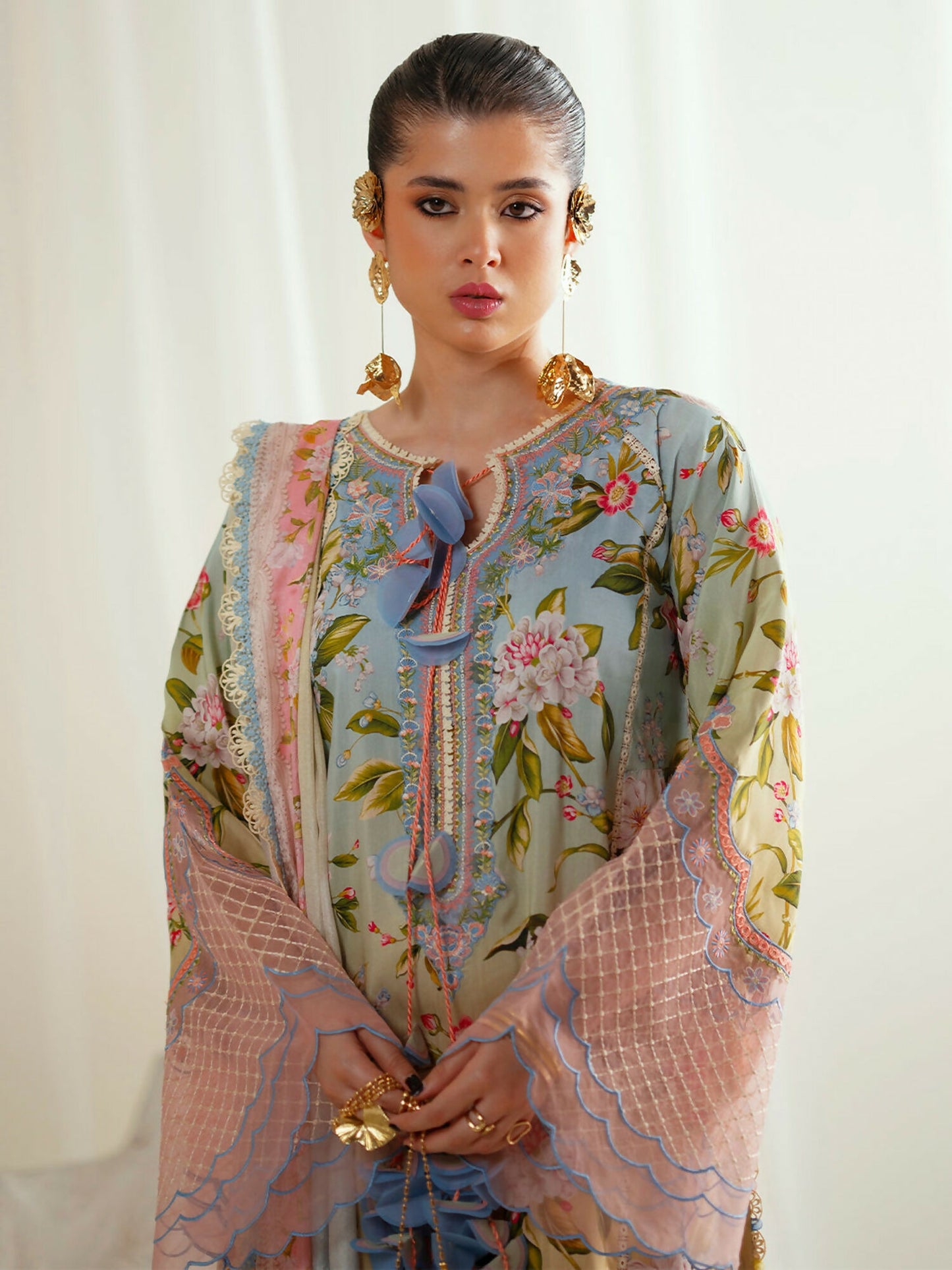 Binilyas Eres Bonita Viscose Embroidered Stitched 3-Piece Suit-1105-A